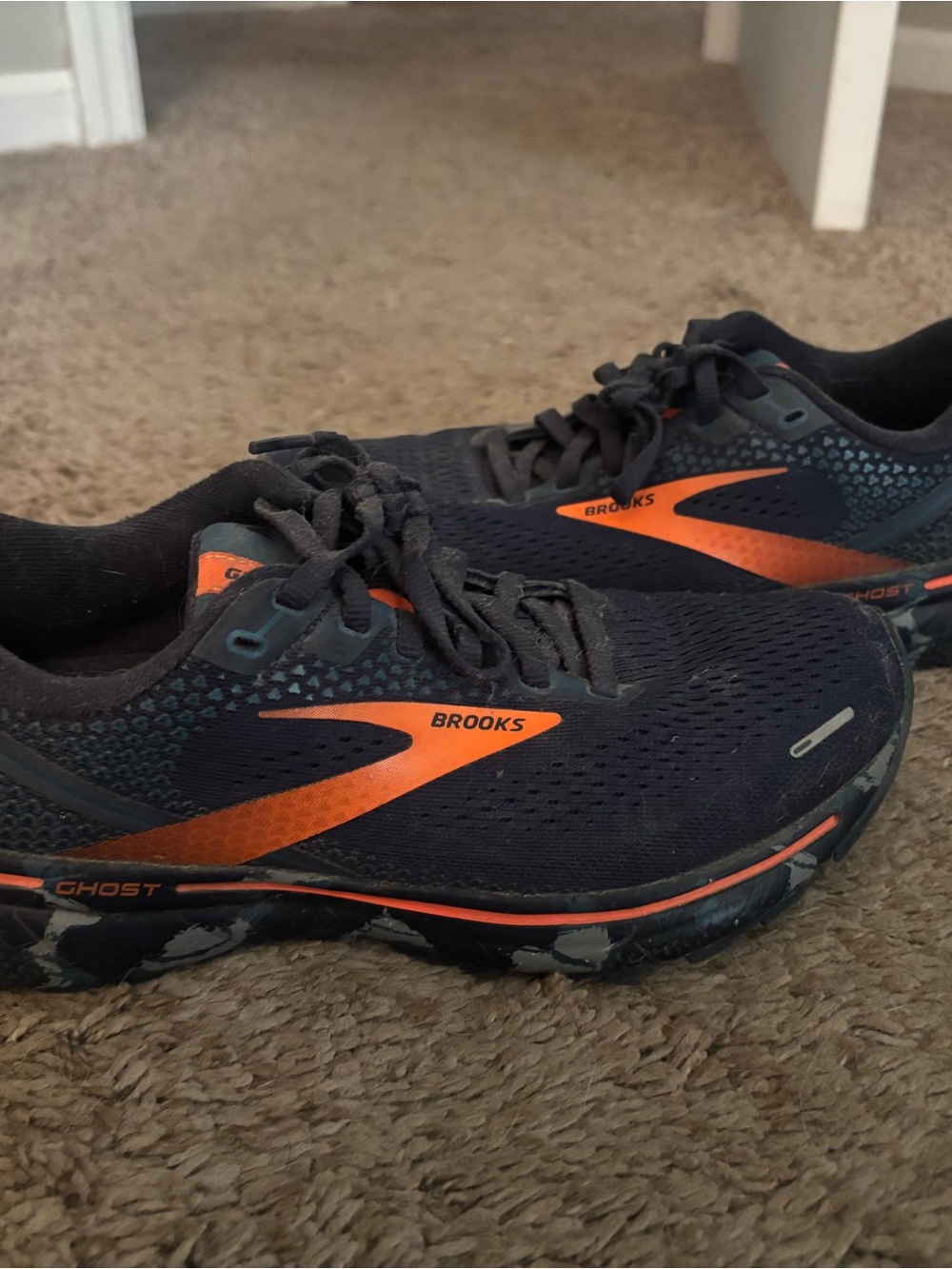 Brooks Navy Running Sneakers with Orange Logo
